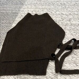 MIJEONG PARK Brown Ribbed Knit SWEATER vest with side ties. One size fits all!